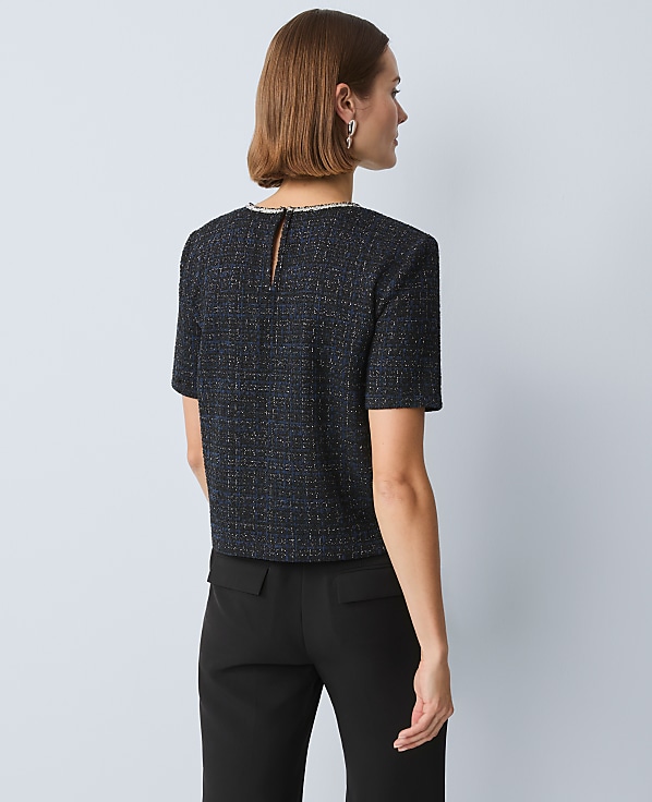 Metallic Tweed Top