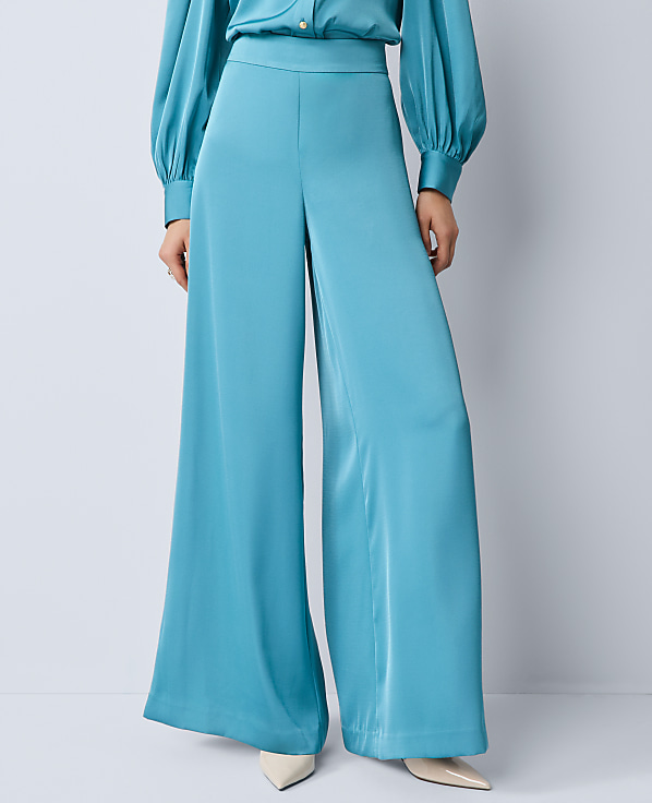 The Petite Statement Palazzo Pant in Satin