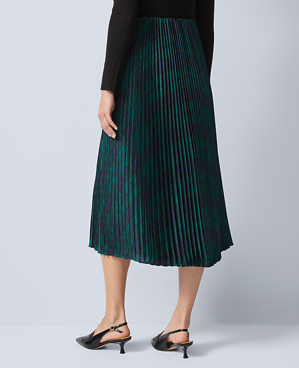 Petite Plaid Pleated Midi Skirt