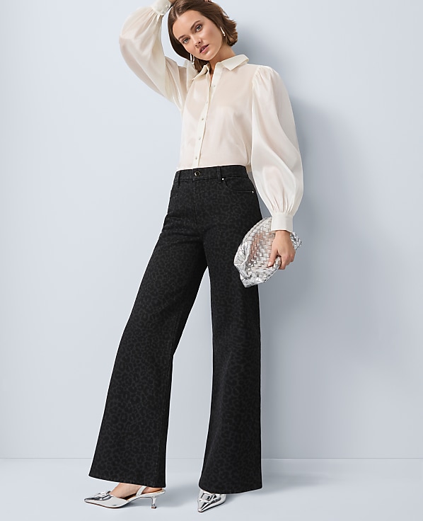 The Petite Wide-Leg Jean in Animal Print