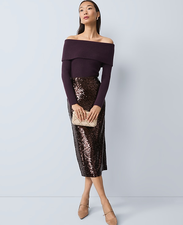 Ribbed Off-The-Shoulder Sweater