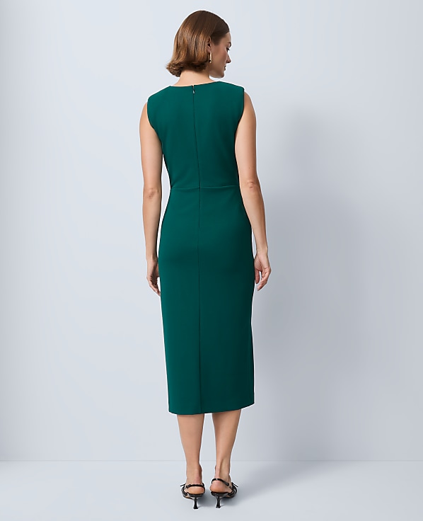Petite Crew Neck Twist Sheath Dress