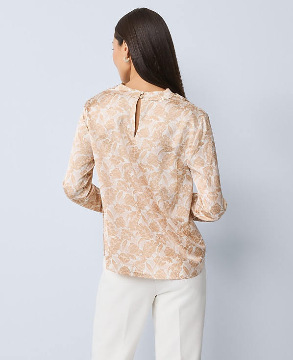 Petite Floral Asymmetric Satin Top