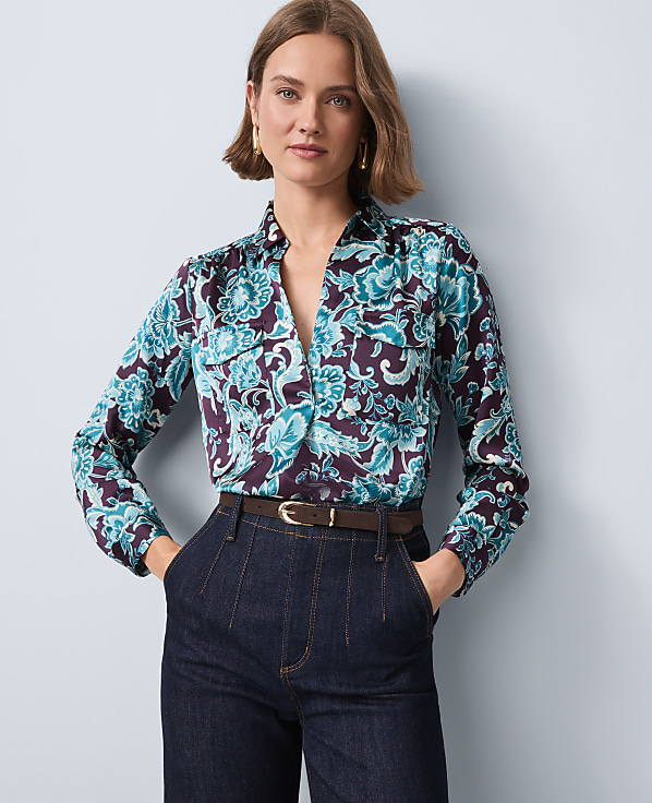 Petite Floral Camp Shirt