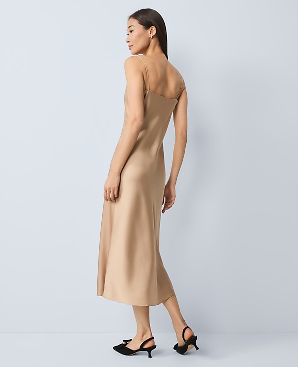 Satin Cowl Neck Slip Dress