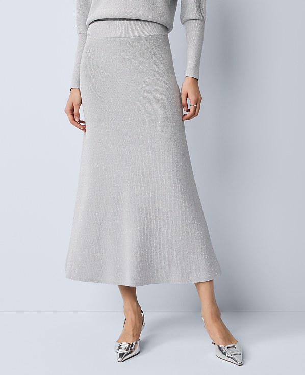 Ribbed Lurex Midi Skirt