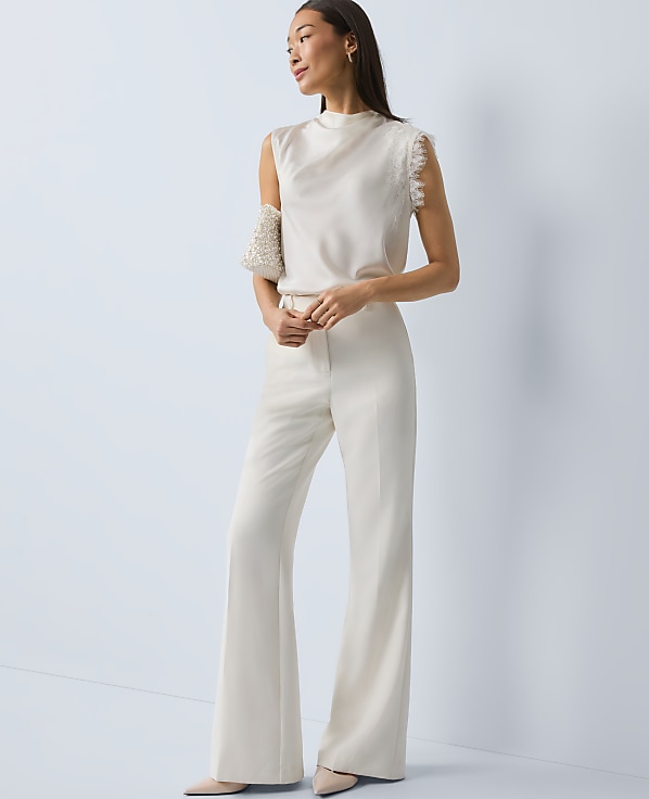 Lace Trimmed Satin Top