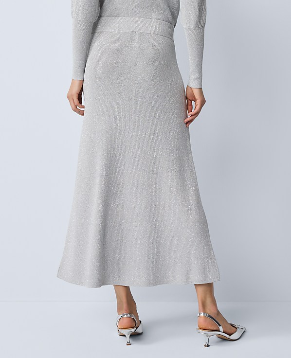 Ribbed Lurex Midi Skirt