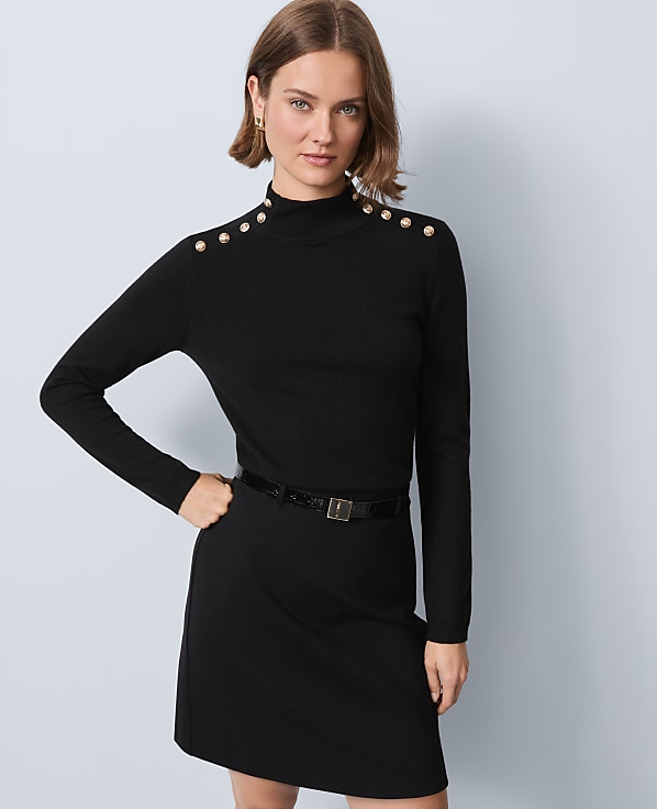 Button Mock Neck Sweater