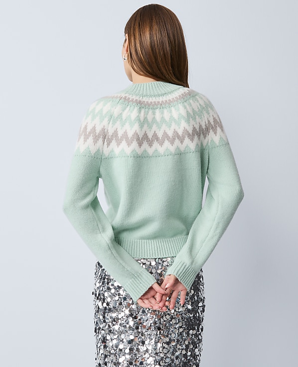 Petite Fair Isle Mock Neck Sweater
