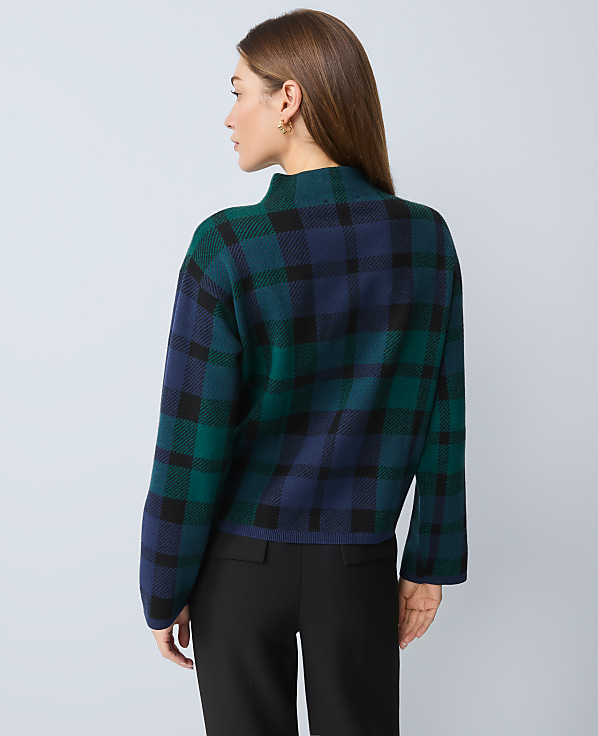 Petite Plaid Mock Neck Sweater