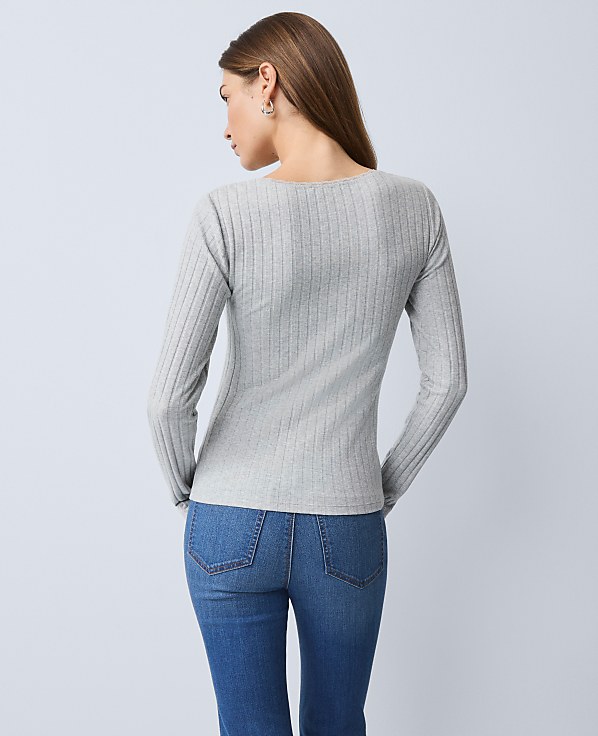 Petite Weekend Lace Trim Pointelle Top