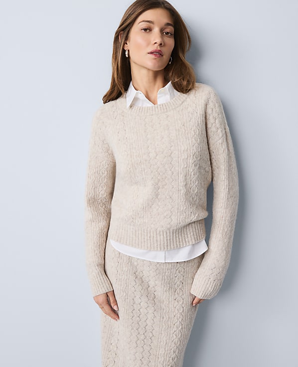 Weekend Mixed Stitch Crew Neck Sweater