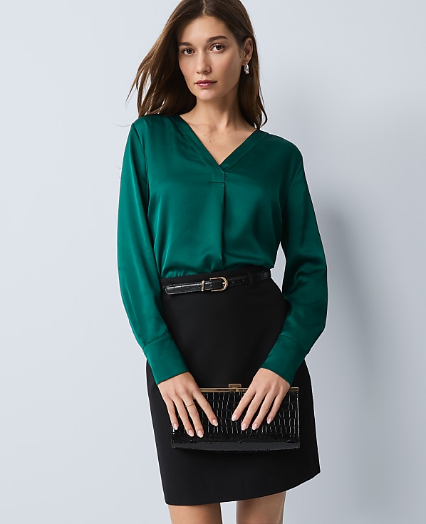 Mixed Media Pleat Front Top