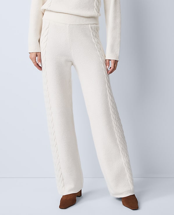 Weekend Mixed Stitch Wide-Leg Sweater Pant
