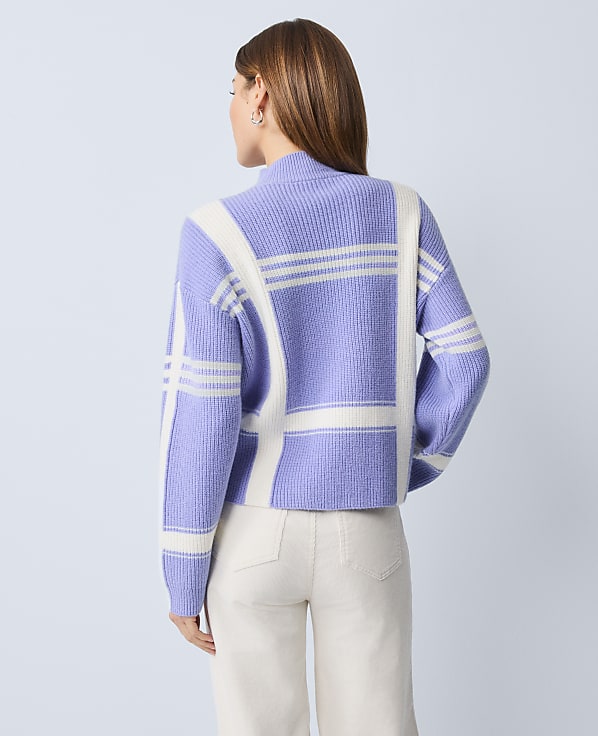 Weekend Plaid Mock Neck Sweater