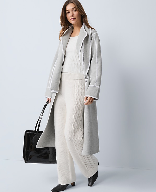 Weekend Mixed Stitch Wide-Leg Sweater Pant