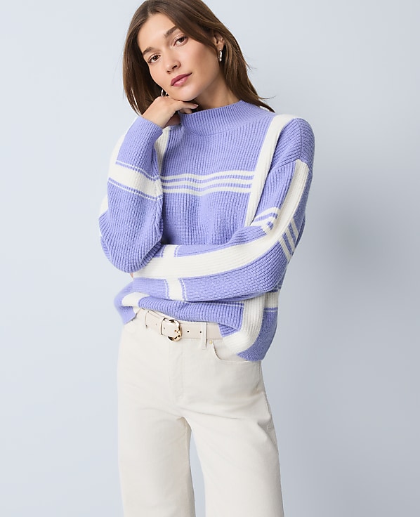 Weekend Plaid Mock Neck Sweater