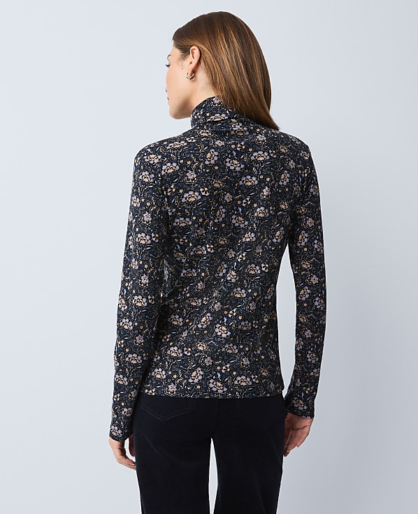 Petite Weekend Floral Turtleneck Top