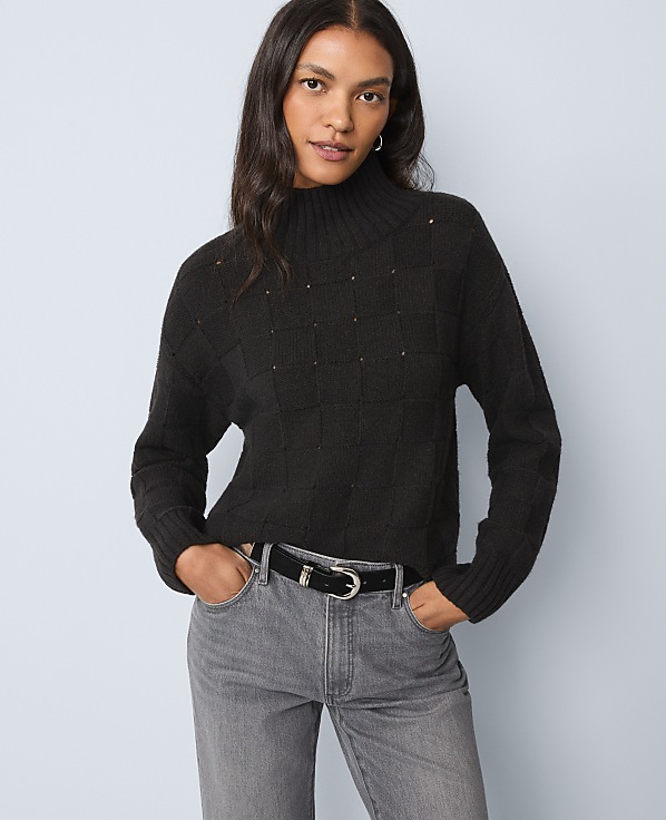 Petite Weekend Textured Turtleneck Sweater