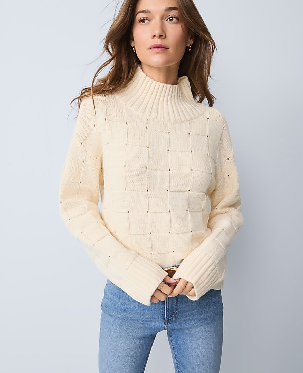 Petite Weekend Textured Turtleneck Sweater