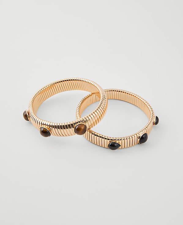 Metal Gem Stretch Bracelet Set