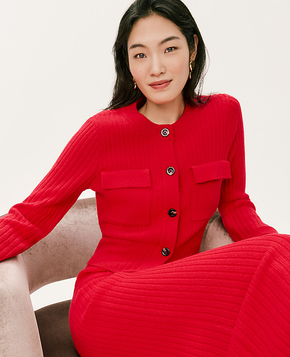 Petite Ribbed Sweater Jacket