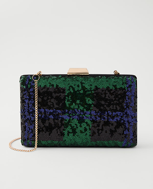 Sequin Tartan Hard Clutch