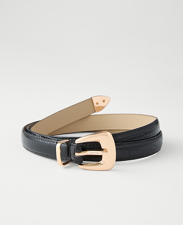 Croco Square Buckle Belt