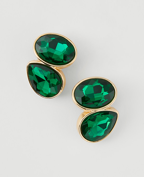 Double Crystal Stud Earrings