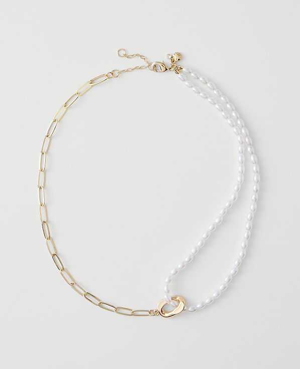 Double Wrap Chain and Pearl Necklace