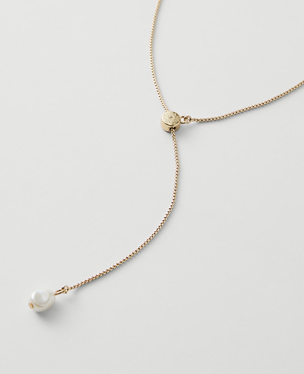 Mini Pearlized Lariat Necklace