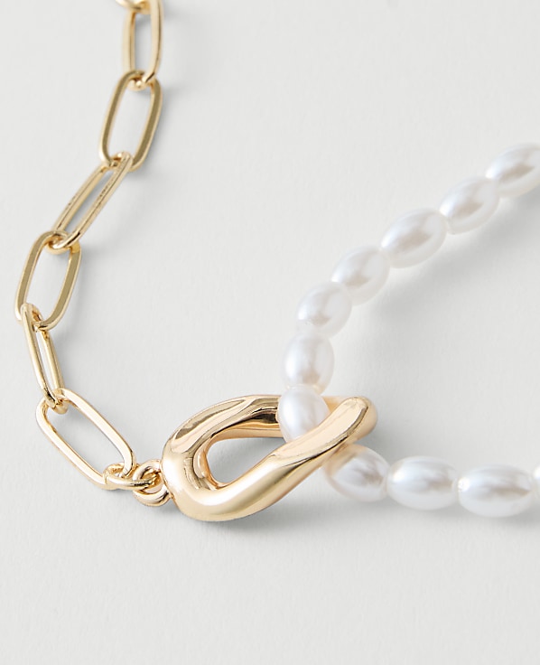 Double Wrap Chain and Pearl Necklace