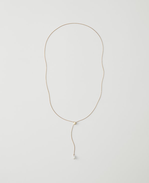 Mini Pearlized Lariat Necklace