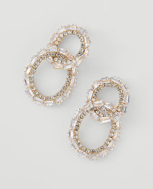 Double Loop Crystal Stud Earrings