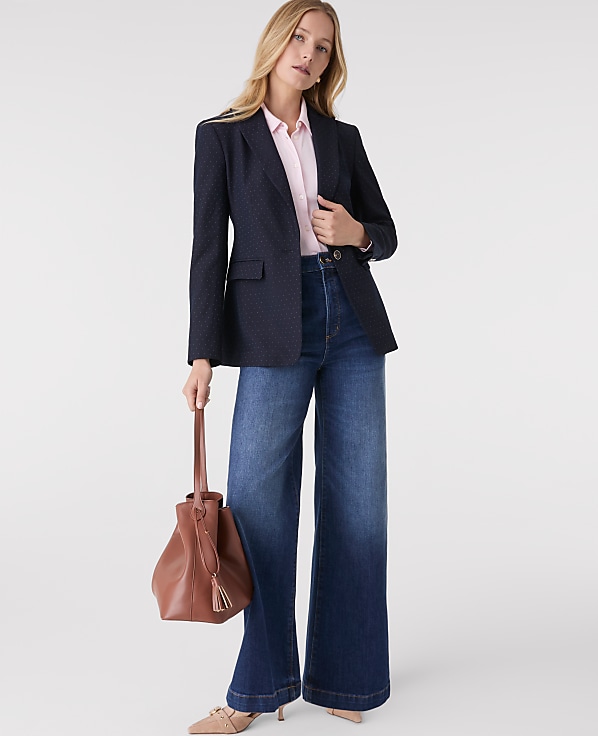 The Petite Dotted Long Blazer