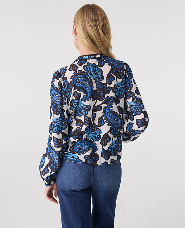 Petite Paisley Bobble Trim Blouse