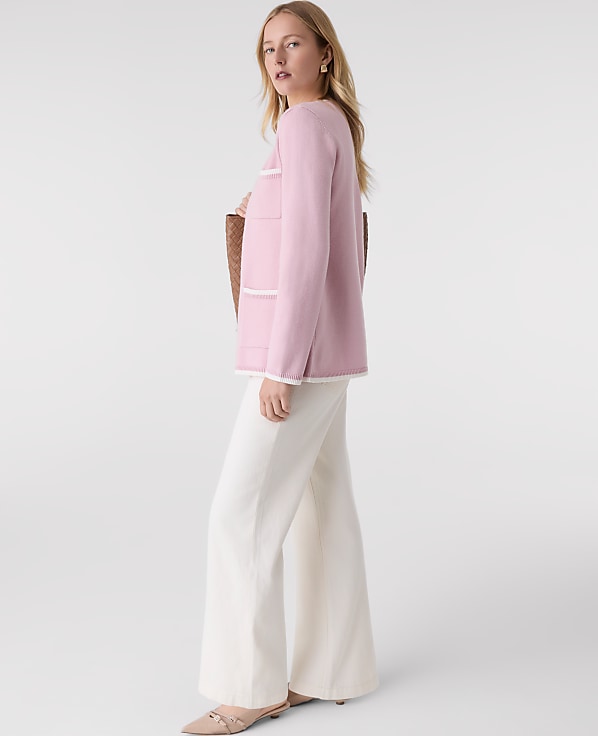 Contrast Trim Sweater Jacket