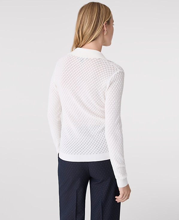 Pointelle Polo Sweater