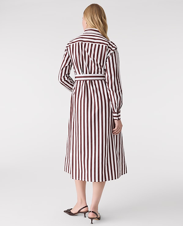 Striped Collared Midi Shirtdress