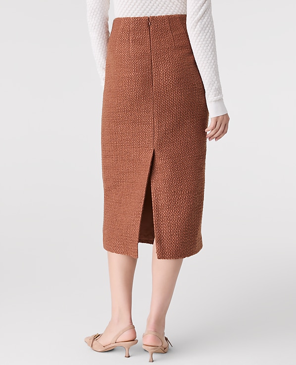 The Petite Column Midi Skirt in Tweed