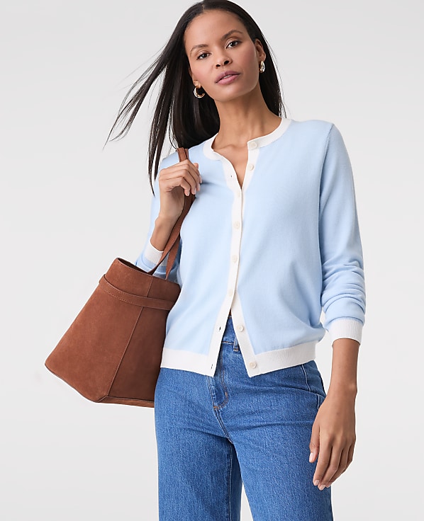 Petite Contrast Trim Ann Cardigan