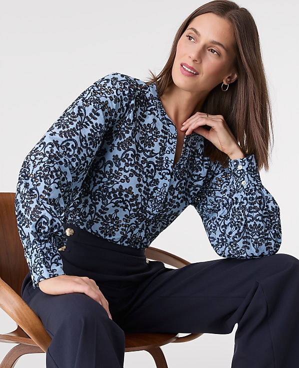 Petite Embroidered Floral Blouse