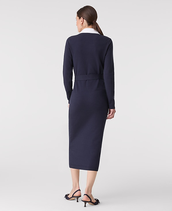 Layered Belted Sweater Midi Dress