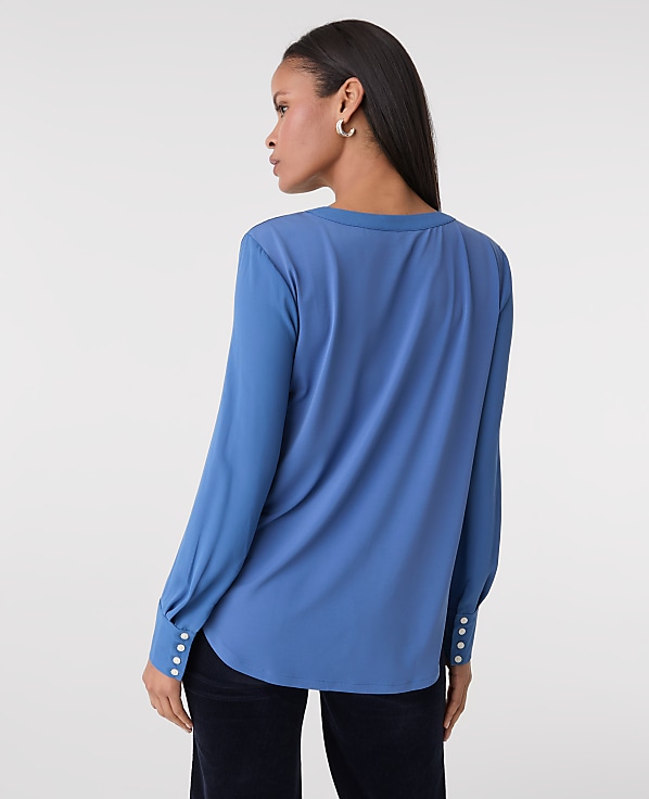 Mixed Media Pleat Front Top