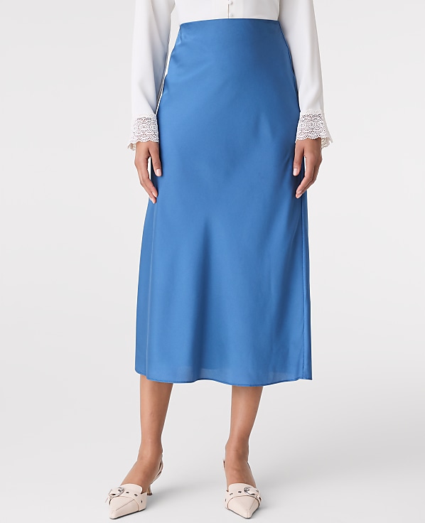 Satin Bias Midi Slip Skirt
