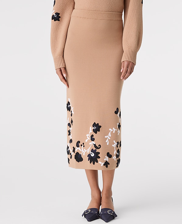 Floral Jacquard Sweater Skirt