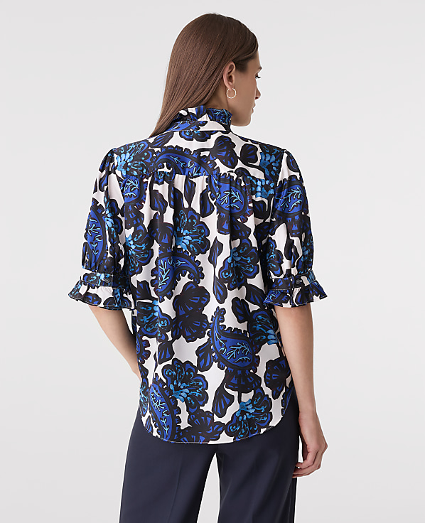 Floral Ruffle Collar Shirt