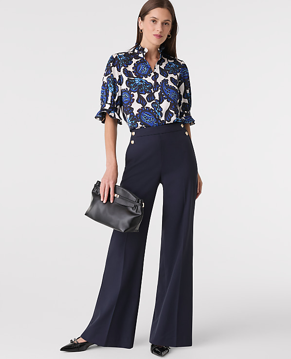 Floral Ruffle Collar Shirt