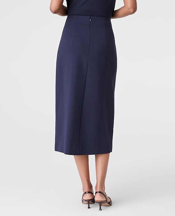 Ponte Button Wrap Midi Skirt